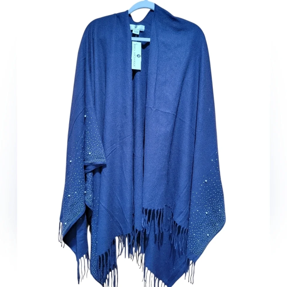 Jessica McClintock Blue Cape with Fringe